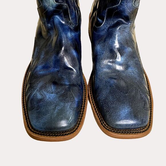 Horse Power HP Mens Cowboy Western Boots Leather Blue 8 D bv - Picture 5 of 11